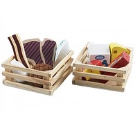 2 x Crates of Wooden Meat and Dairy Products
