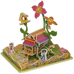 Flower House and Garden Wooden 3D Puzzle