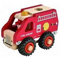 Wooden Fire Engine with Rubber Wheels
