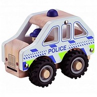 Wooden Police Car with Rubber Wheels