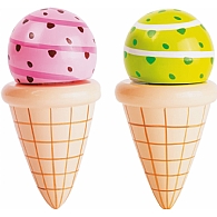 Set of 2 Wooden Ice Cream Cones