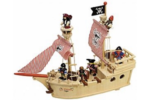 Wooden Pirate Ship Toy