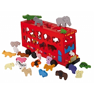 Animal Wooden Shape Sorter Bus