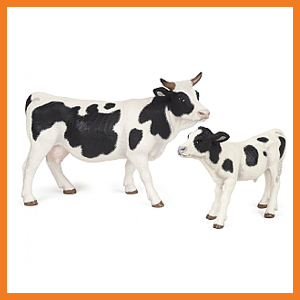 Black and White Cow with Calf