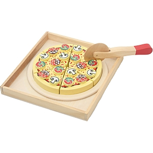 Wooden Pizza with Toppings