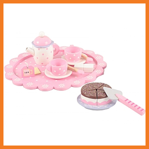 Pink Tea Set with Tray and Cake